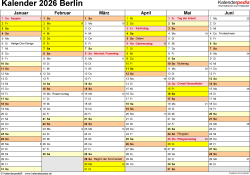  Kalender 2026 Berlin: Ferien, Feiertage, Excel-Vorlagen Motiv 