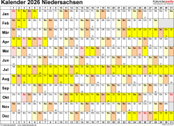  Foto zu Kalender 2026 Niedersachsen: Ferien, Feiertage, PDF-Vorlagen 