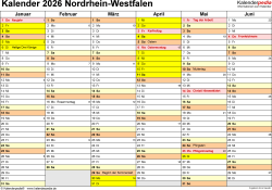 Kalender 2026 NRW: Ferien, Feiertage, Excel-Vorlagen Illustration 