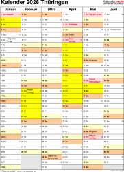  Foto zu Kalender 2026 Thüringen: Ferien, Feiertage, Excel-Vorlagen 