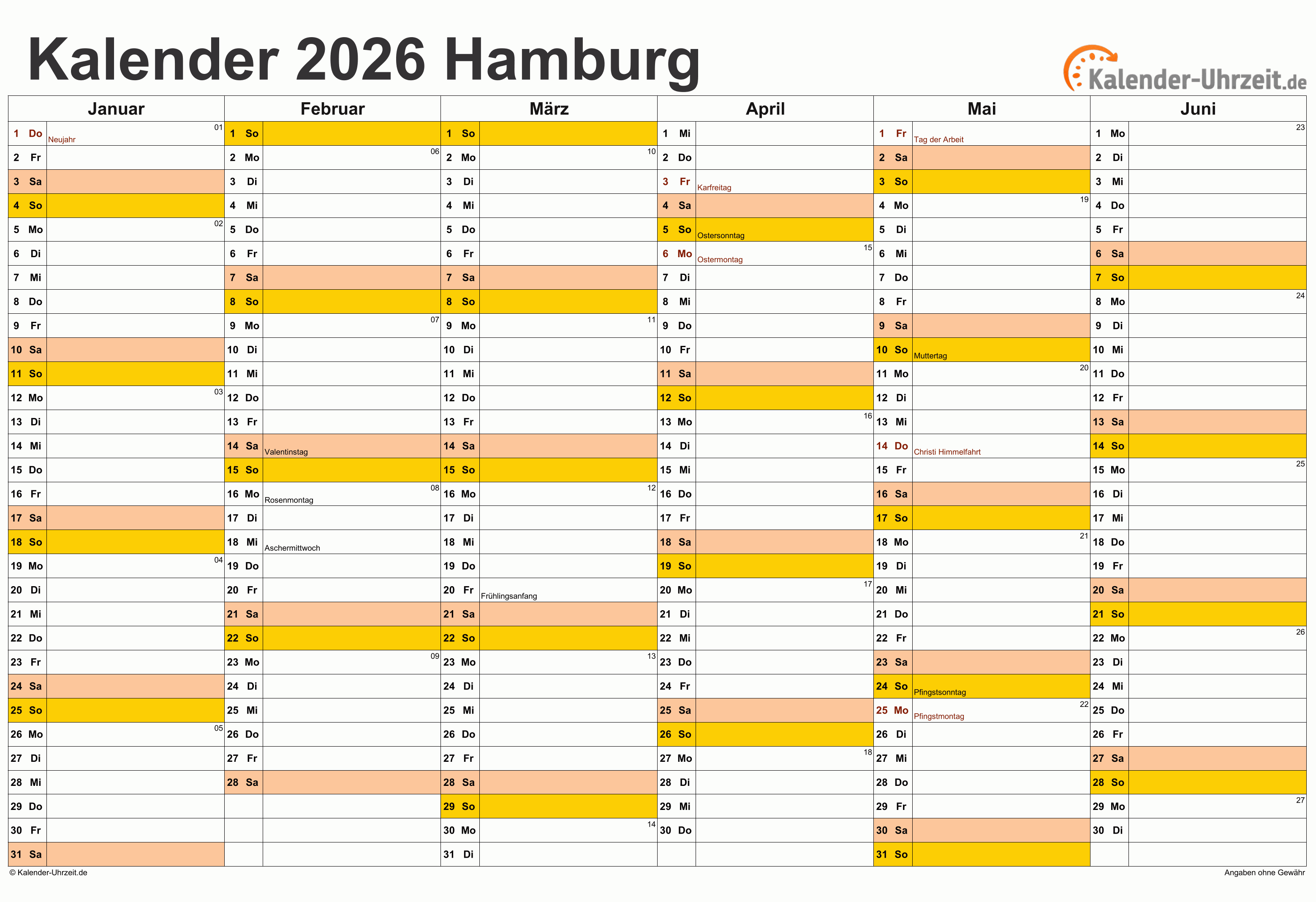  Foto zu Feiertage 2026 Hamburg + Kalender 